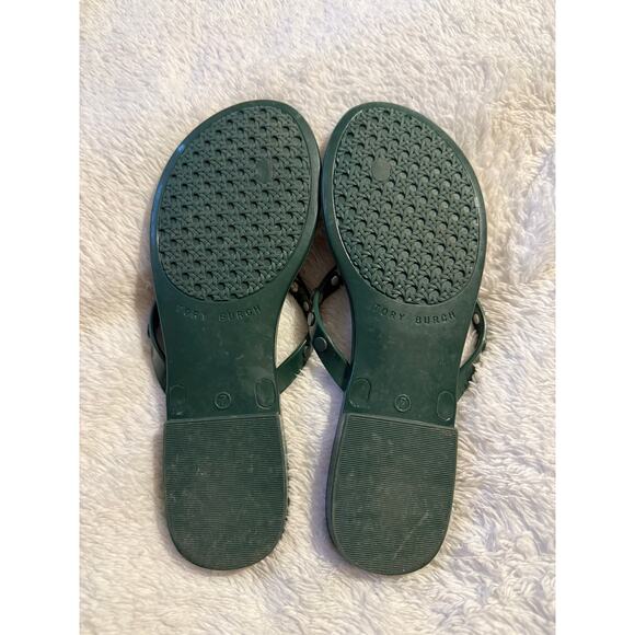 Tory Burch Studded Jelly Thong Flip Flop Sandals Green Size 7 NWOT - Picture 3 of 3